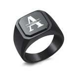 INBLUE Personalized Engraved Name/Initial Monogram Signet Ring for Men with Optional Size 7-15 Stainless Steel Letter Rings with Ring Size Adjusters Fashion Ring Jewelry for Anniversary Wedding - B2