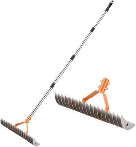 DigiGlow 62" Thatch Rake, 15-Inch Wide Lawn Thatching Rake for Cleaning Dead Grass, 11 Curved Steel Tines Double-Sided Dethatching Rake for Garden, Lawn, Yard Fertilizing Reseeding Cultivator