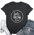 LOTUCY Girls Trip Shirts for Women Great Memories Great Times Great Friends Creat Laughs Vacation Tshirt Summer Hiking Tee, 2024 Dark Gray, Medium