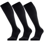 GRAPMKTG 3 Pack Softball Soccer Socks Baseball Football Socks for Youth Men and Women, Black, Medium