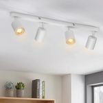 wowatt 4 Way Ceiling Spotlight Bar White, Modern Ceiling Light Fitting Adjustable with GU10 Socket Spot Lights Ceiling Indoor Spot Lamp Rotatable for Kitchen Bedroom Hallway, GU10 Bulb Not Included