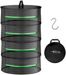 iPower 2ft 4-Layer Hanging Herb Mesh Dry Rack Foldable Drying Net with Zippers Heavy Duty Ring for Hydroponic Plant, Free Storage Bag and Hook Included