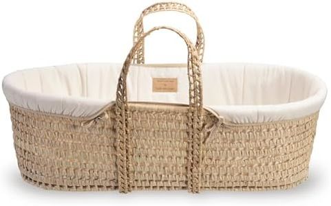 Clair de Lune Organic Palm Moses Basket, Gold Award Winner, Comes with Organic Dressing, Natural Bamboo Mattress and Soft Moses Sheet 75 x 28 cm (Natural Cream)