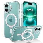 DUEDUE Magnetic Case for iPhone 16 Plus Case [Compatible with MagSafe] Crystal Clear Phone Case iPhone 16 Plus with Ring Holder Stand Slim Shockproof Protective Cover for iPhone 16 Plus 6.7"