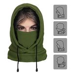 Joyoldelf Thermal Balaclava Face Mask Outdoor Sports Mask Hood Hat Army Green