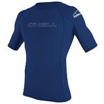 Oneill Wetsuits Men's Basic Skins Short Sleeve Rash Guard, NAVY, XL