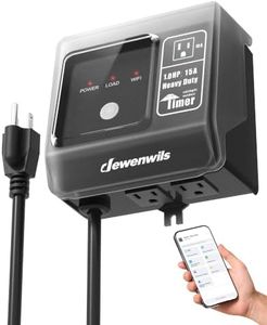 DEWENWILS WiFi Pool Timer, NEMA 5-15R Dual Outlets, 15A 125V 1HP, Weatherproof PC Cover, Compatible with Alexa/Google Home, Outdoor Timer for Pool Pump, Filters, Lights, Salt Chlorination Systems