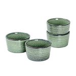 Porcelain Ramekins, UNICASA Baking Dishes Ramekins Set of 4 x 240 ml, Bowl for Custard, Pudding, Souffle Cups, Oven Safe - Green