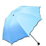 Maibar Folding Umbrella UV Proof UPF 50 Beach Parasol Ladies Sun Parasol for Women Sunshade Lightweight Small Size Umbrellas for Girls (Sky blue)