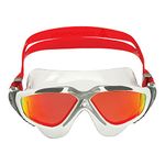 Aqua Sphere Vista Adult Unisex Swim Goggles - OneTouch Custom Fit, Wide Peripheral Vision - Durable Mask for Active Open Water Swimmers - Red Titanium-Mirrored Lens