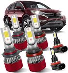 LSLIGHT Bulbs Fit for Honda CR-V 2015-2021 9005 High Beam H11 Low Beam H8 Fog Light LED Light Bulbs 6PCS/1PACK Brightness 300% Pure White with Cool Fan Plug and Play