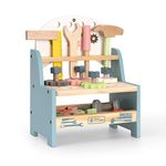 ROBUD Mini Wooden Play Tool Workbench Set for Kids Toddlers - Construction Toys Gift for 3 4 Years Old