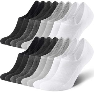 CS CELERSPORT No Show Socks for Men with Cushion Low Cut Invisible Non Slip Socks (8 Pairs), Medium, Black+White+Grey+Dark Grey