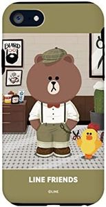 LINE Friends KCL-DBP002 iPhone 8 Case/iPhone 7 Case, Theme, Brown Picture (Line Friends) iPhone Cover, 5.8 Inches