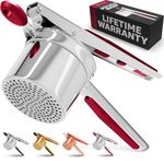 PriorityChef Large 15oz Potato Ricer, Heavy Duty Stainless Steel Potato Masher and Ricer Kitchen Tool, Press and Mash Kitchen Gadget For Perfect Mashed Potatoes - Everytime, Red