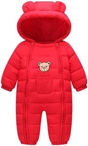 Happy Cherry Toddler Cotton Romper Baby Winter Coat Zipper Long Sleeve Cute Baby Snowsuit, Red, 3-9 Months