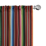 Ambesonne Cinco de Mayo Curtains, Mexican Serape Colorful Stripes Vertical Lines Latino Illustration, Window Treatments 2 Panel Set for Living Room Bedroom Decor, Pair of - 28" x 84", Burgundy Blue