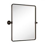 TEHOME 20x24'' Oil Rubbed Bronze Pivot Bathroom Vanity Mirror 24x20'' Metal Framed Dark Bronze Rectangle Tilting Beveled Vanity Mirrors for Wall