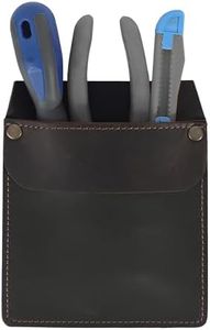 Shkira Premium Leather Brown Pocket Protector Tool Pouch – Heavy Duty Handmade Organizer for Pens, Screwdrivers, Utility Knives & Small Tools – Fits Shirt & Jacket Pockets (5.9” x 4.9”)
