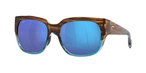 Costa Del Mar Women's Waterwoman Rectangular Sunglasses, Shiny Wahoo/Blue Mirrored Polarized 580g, 55 mm