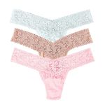 hanky panky Women's Low Rise Thongs Holiday 3-Pack Gift Box, Ivory/Pearl Grey/Celeste