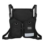 Chest Rig Bag Hip Hop Adjustable Crossbody Bags with Reflective for Men Women Fitness Hiking Cycling Camping Climbing Running (Black)