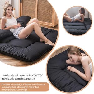 MAXYOYO Japanese Floor Futon Double – Black Mattress