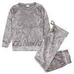 Metzuyan Girls Crushed Velvet Casual Lounge Set Silver 9-10 Years