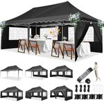 HOTEEL Gazebo 3m X 6m Gazebo with Sides, Waterproof Marquee Gazebo with Sides Metal Outdoor Party Tent with Roller Bag&4 Weight Bags, UV 50+ Large Pop Up Gazebo 3m X 6m for Garden,Party,Market, Black