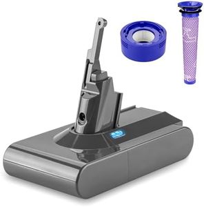 BECDXPal 21.6V 6000mAh Battery Replacement for Dyson V8 Compatible with SV10 V8 Animal/Motorhead/Absolute/Carbon Fiber/Fluffy Vacuum Cleaners 2 Filters Included