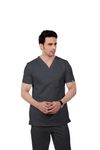 THE LIFE Medical Scrubs for Doctors Men/women Professional Scrub Suit for Doctors Nurses T-Shirt with Straight Pant Set Suit for Surgeons Hospital Ot Dress Dark Gray (Size-L)