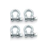 D Ring Shackles, 3/8 Inch,Silvery, Heavy Duty Forged with 1 Ton Capacity. (3/8"-4 Pack)