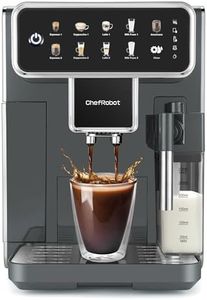Chef Robot Automatic Espresso Machine Coffee Maker 12 Cup with Grinder Cappuccino Latte Americano Machine with Milk Frother for Home/Office (Gray)