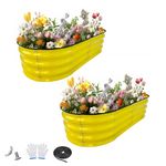 Pavlushka Raised Garden Bed 4x2x1ft Large Galvanized Raised Garden Beds Kit 2Pack Outdoor Yellow Planter Box with Rubber Stripe and Safety Gloves for Vegetables, Fruits, Flowers