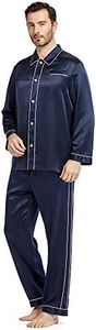 LilySilk Men Silk Pajamas Set Summer Most Comfortable Sleepwear Navy Blue L