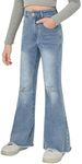 Floerns Girls Casual Ripped Frayed Split Flare Bell Jeans Light Blue1 10Y