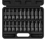 RENITECO 20-Piece 1/2" Drive Master Impact Hex Bit Set, One-Piece Construction Hex Driver, Cr-Mo Steel, Drive Allen Bit Socket Set, SAE(1/4" - 3/4") & Metric(6mm - 19mm)