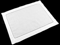 CleverDelights White Hemstitched Placemats - 6 Pack - 14" x 20" - 45/55 Cotton Linen Blend