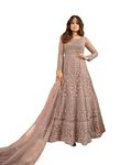 Divine International Trading Co Women's Net With Heavy Embroidery Work Long Anarkali Gown Salwar Suit Dupatta (Unstitched_SanjanaO-8397-Purple)