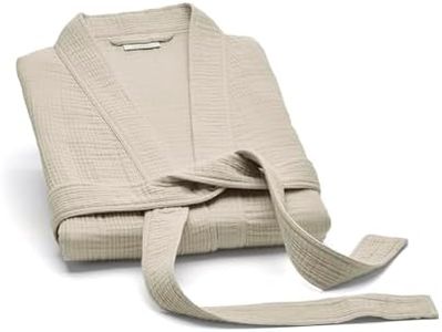BOLL & BRANCH Dream Robe - Oak, Large - 100% Organic Cotton - Ultra Soft, Lightweight, Breathable, and Pre Shrunk - Unisex, Deep Side Seam Pockets, and Adjustable Self-Tie Belt