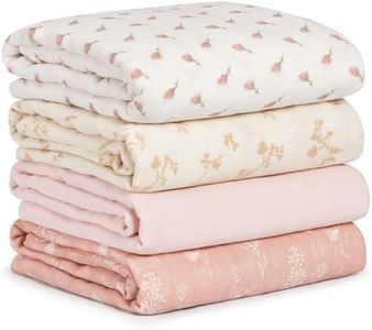 CIVARUA KIDS Muslin Swaddle Blankets for Newborn, 4 Pack Cotton Baby Blankets for Girls, Large 31.5 x 43.3 Breathable Soft Receiving Blanket, Essentials Swaddle Wrap Burping Clothes, Flowers