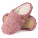 EverFoams Women's Warm Shearling Memory Foam Indoor Slippers Anti-Slip Lightweight Breathable Winter House Shoes, 9-10,Pink