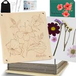 Rhykoka Extra Large Flower Press,10 Layers 11x11 inch (28x28cm) Wooden Flower Pressing Kit for Adults with Storage Bag, Gift for DIY Arts and Crafts Lovers (Wooden)