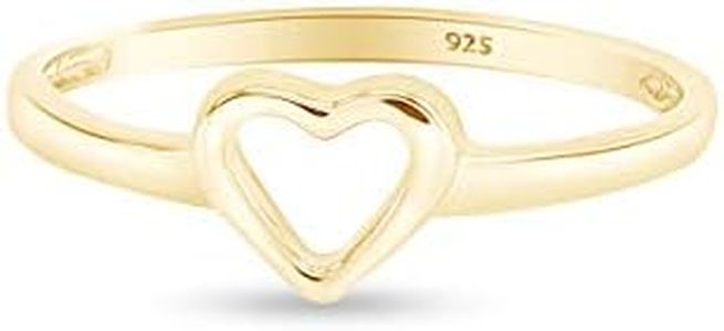 Jewel Zone US Engagement Wedding Ring Set, Prong Setting Heart Shape Bridal Wedding Ring for her in 14K Yellow Gold Over Sterling Silver Open Heart Ring, Jewelry Gift For Her Ring Size-7
