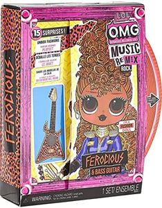 LOL Surprise OMG Remix Rock Ferocious Fashion Doll with 15 Surprises Including Bass Guitar, Outfit, Shoes, Stand, Lyric Magazine, & Record Player Playset, Kids Gift, Toys for Girls Boys Ages 4 5 6 7+