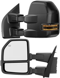 WHALEMOTOR Smoked Power Heated Tow Mirrors Compatible with 2015-2020 Ford F150 F-150, Extended Trailer Towing Side Mirrors w/LED Turn Signal & Ambient Temp Sensor(for 2019+), Carbon Fiber Grey Housing