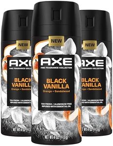 Axe Fine Fragrance Collection Premium Body Spray Black Vanilla with Orange + Sandalwood 3 Count with 72H Odor Protection Aluminum-Free 4 oz