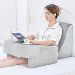 NHX Reading Pillow with Pocket (Gray, Reading Pillow and Wedge Pillow-Large)