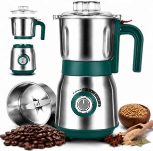 Electric Spice and Nut Grinders - 3 Stainless Steel Blades, 1 Filter, 1 Brush - 500W Grinder for Kitchen, Dry Use (Green)