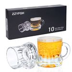 ZZYFGH 10 Pack Mini Beer Shot Glasses, Mini Glass Beer Mug with Handle 1.0 Ounce,Tequila,Vodka Shot Glasses, Great for Father, Husband, Birthday or Friend Party Present (Set of 10-1.0 oz)